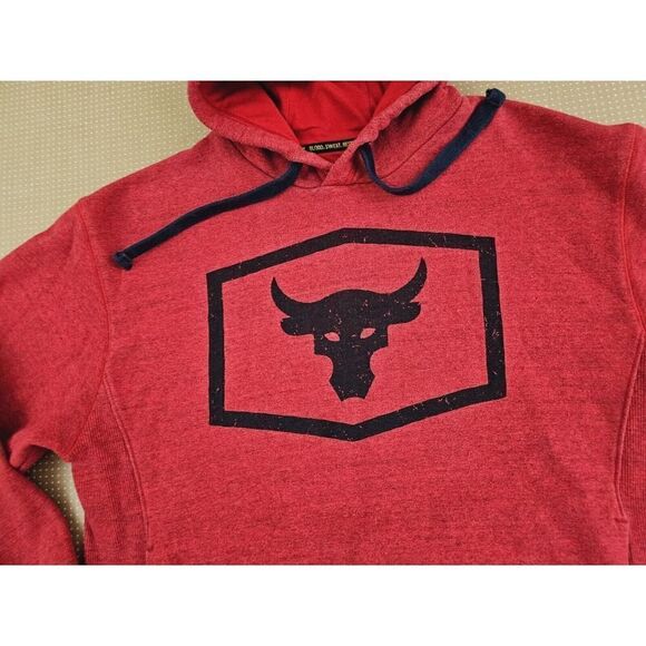 Under Armour Project Rock Hoodie Men's Size Medium Red Sweatshirt Gym Training - Picture 7 of 12
